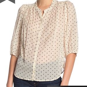 NWT LUCKY BRAND Polka Dot Blouse L/G